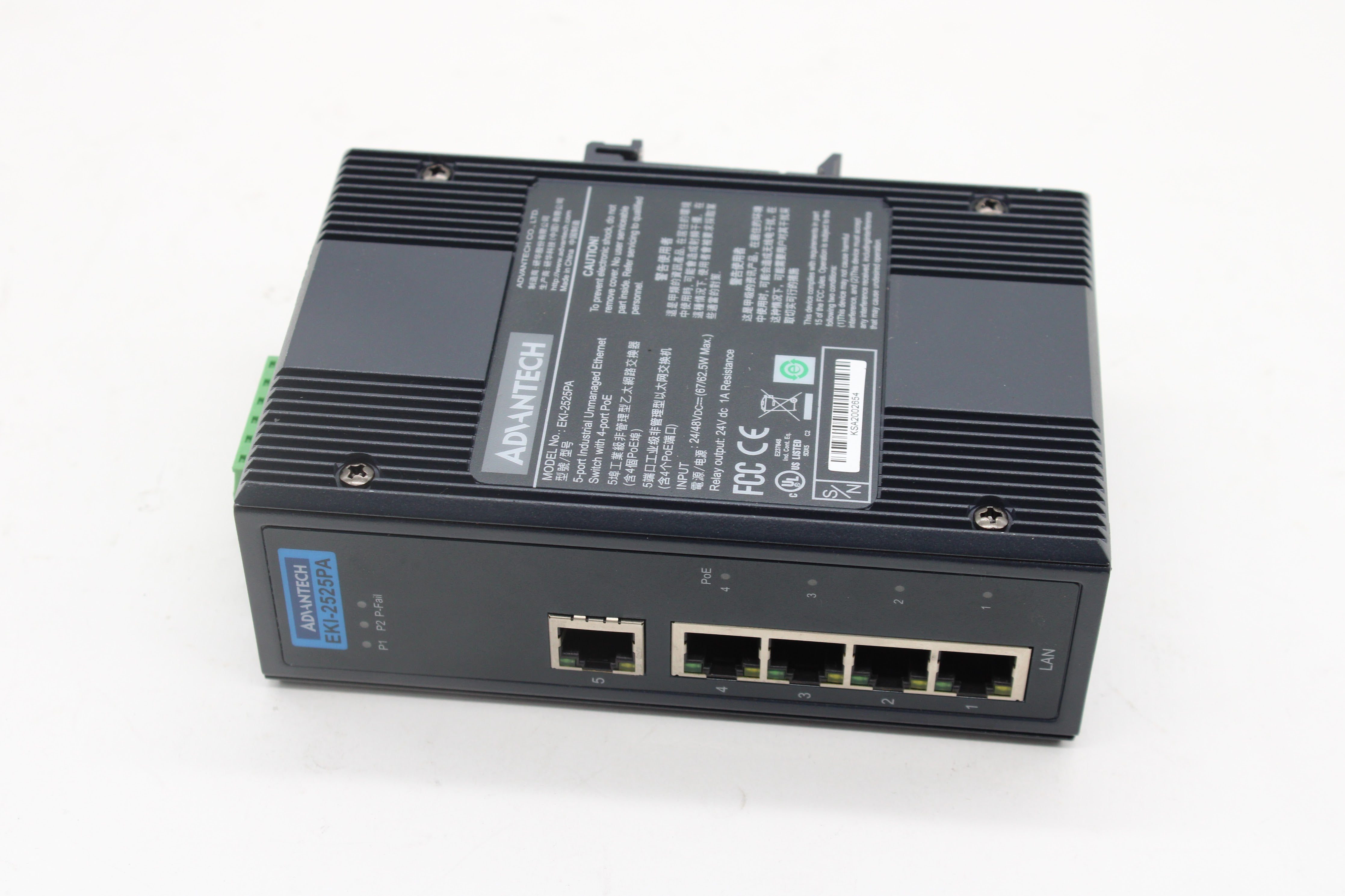 Advantech EKI-2525PA 5-port 10/100Mbps Unmanage POE Ethernet Switch