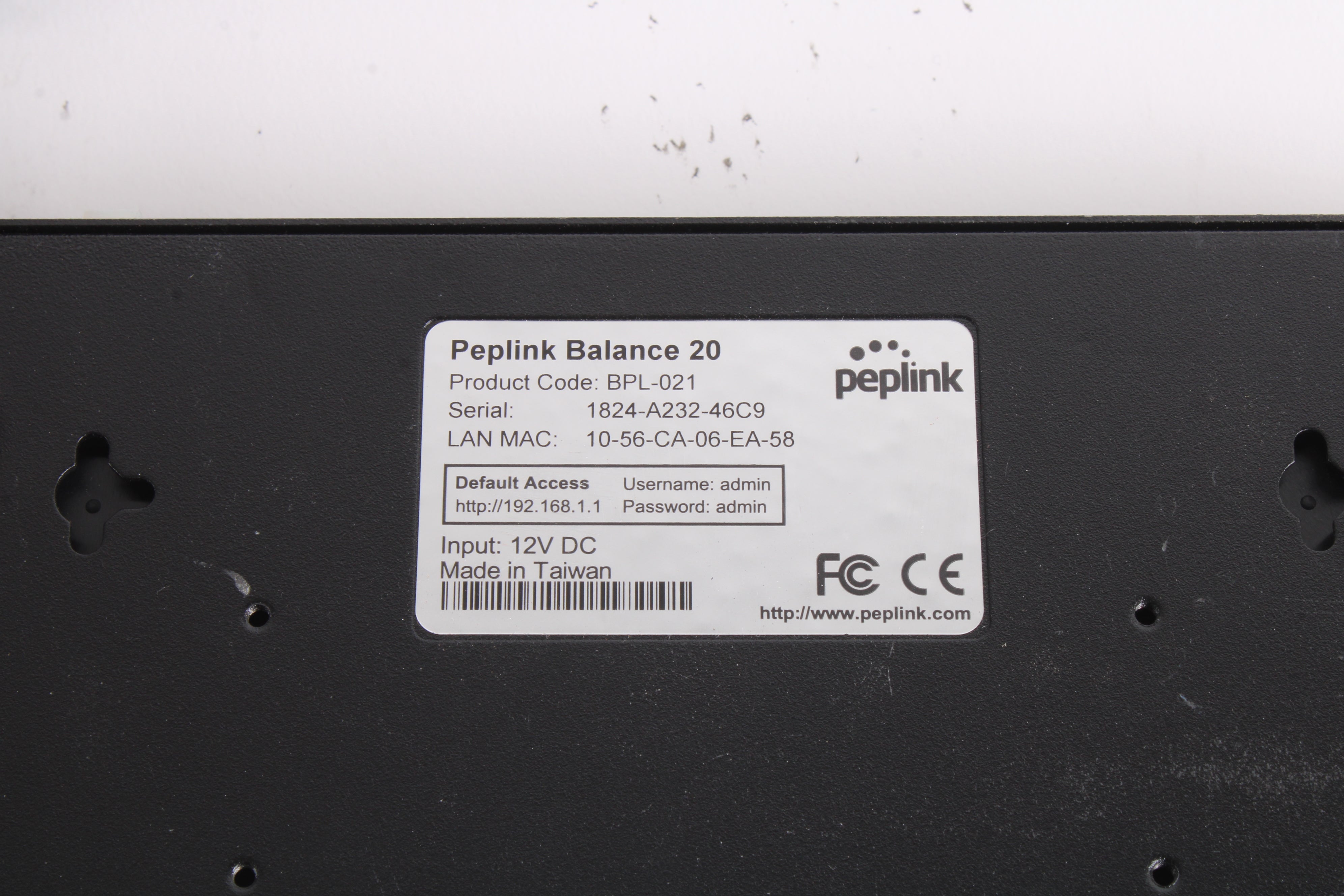 Peplink Balance 20 Dual-WAN Router BPL-021 With Power Supply And Cord ...