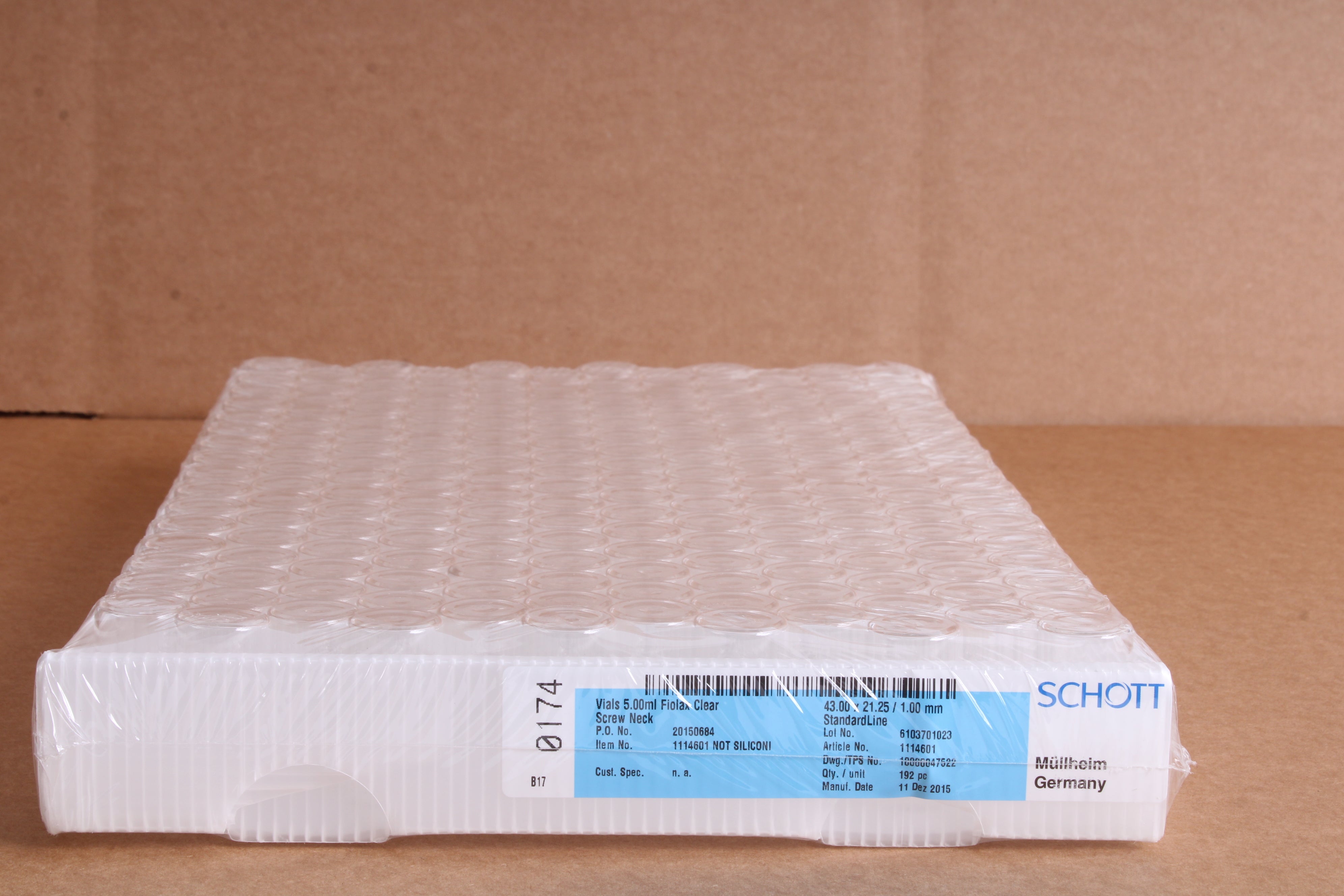 Schott 1114601 Vials 5.00mL Fiolax Clear Screw Neck Qty: 192 - New ...